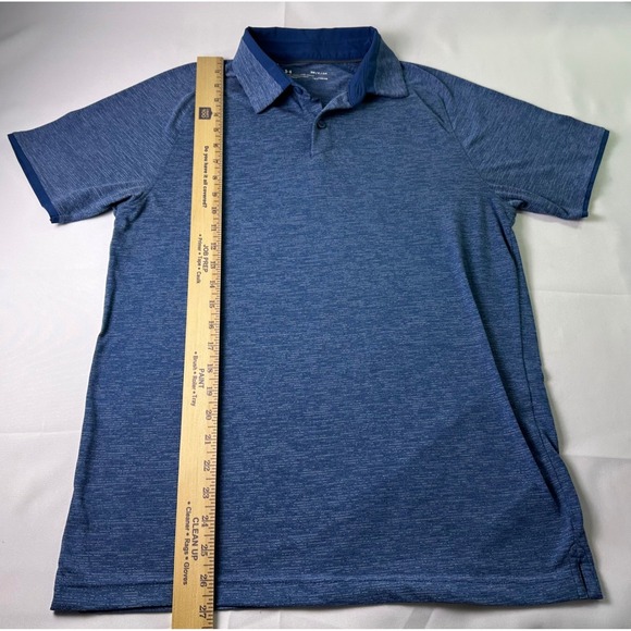 Under Armour Mens Small Polo Shirt HeatGear Loose Fit Blue Casual Golf Active‎ - Picture 8 of 8